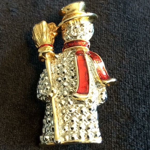 Vintage New Christmas Snowman Brooch - Picture 2 of 4